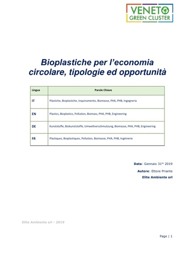 Tipologie ed opportunità delle bioplastiche per l'economia circolare